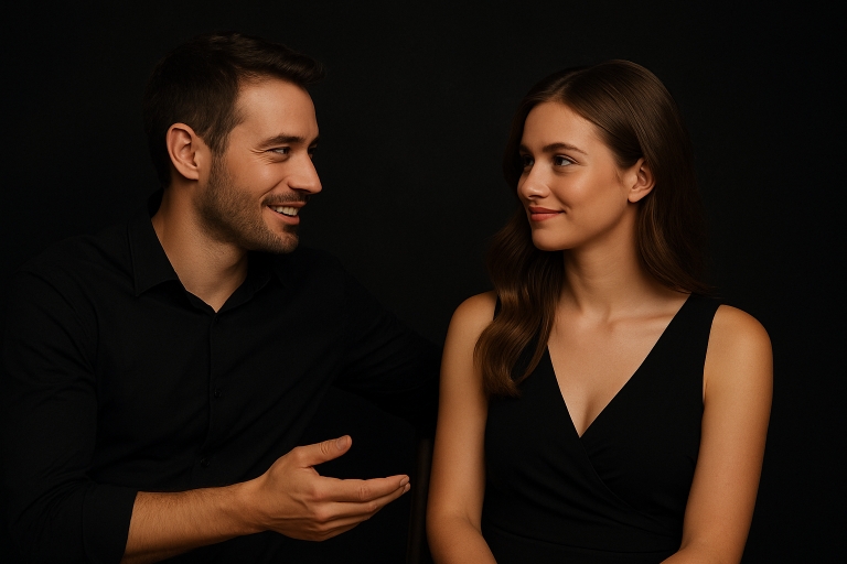 Single Frauen ansprechen - Selbstbewusster Mann spricht Frau an